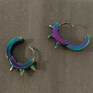 (2/$20) Huggies Rainbow Holographic Earrings